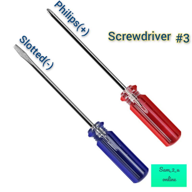 Crystal Handle Small Screw driver Philips Head Slotted #3 x 75mm #3 x ...