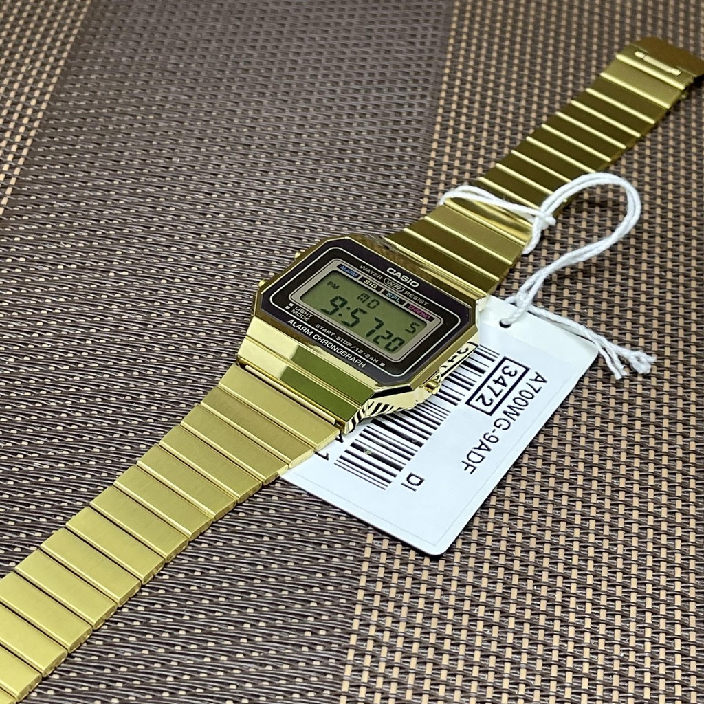 Casio Digital Gold Ion Plated Stainless Steel Band Watch A700WG-9A