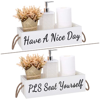 Bathroom Decor Box, 2 Sides with Funny Sayings -Perfect for