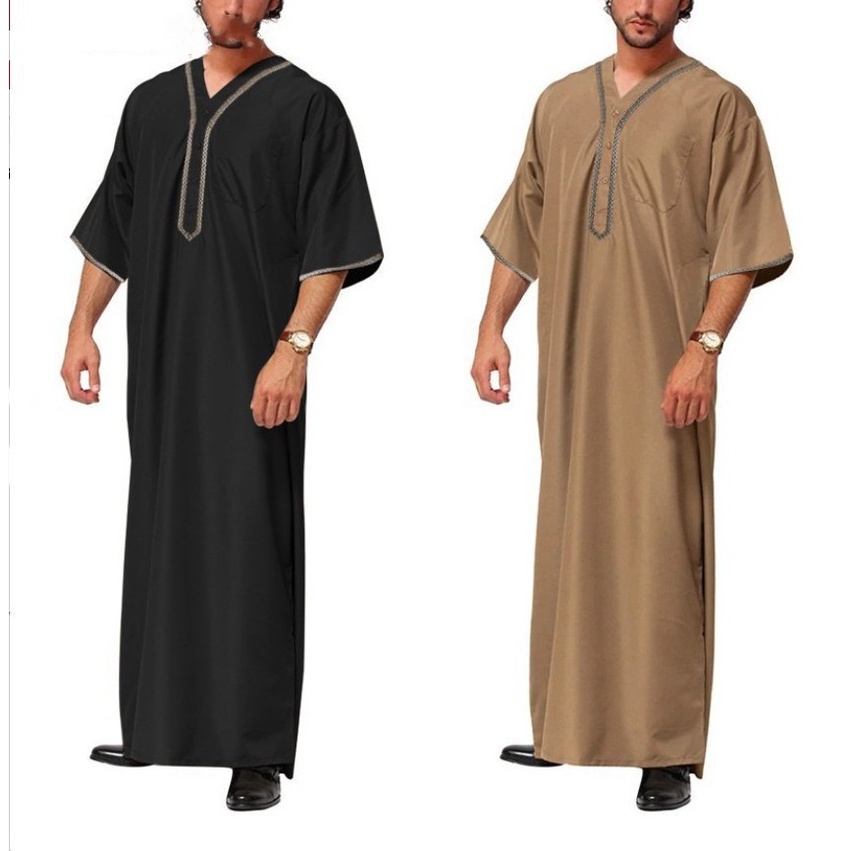 Muslim Jubah Lelaki Dewasa Lengan Panjang Slim Fit Plus Size Arabian ...