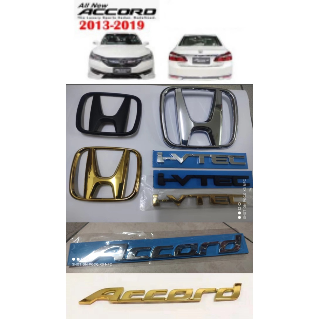 HONDA ACCORD 2013 to 2019 iVTEC Chrome Gold Black Matte Black Emblems