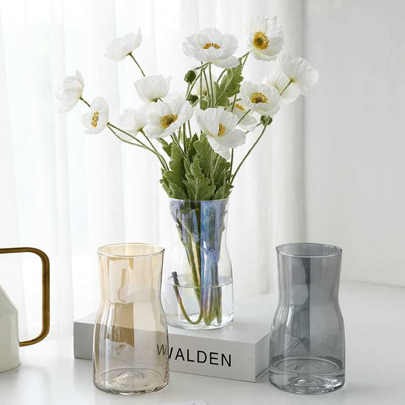 Nordic hiasan pasu gubahan bunga kaca berwarna sederhana hiasan ruang