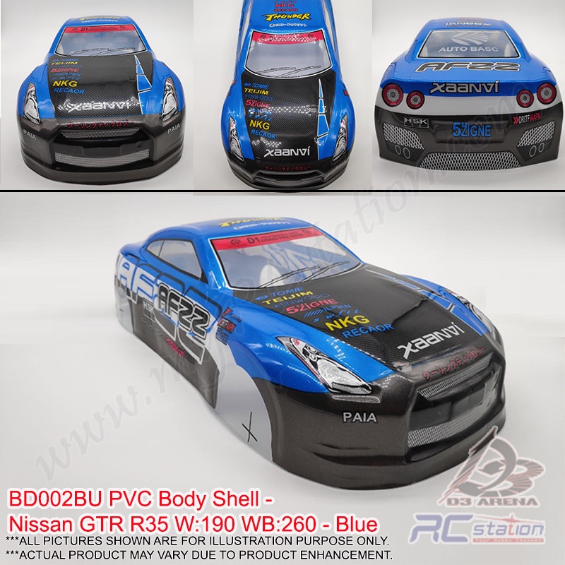 PVC 1/10 Body Shell - Nissan GTR R35 W:190 WB:260 - BD002 | Shopee Malaysia