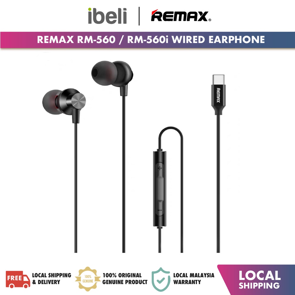 Remax RM-560 Type-C / RM-560i Metal Wired Earphone of Music & Calling ...