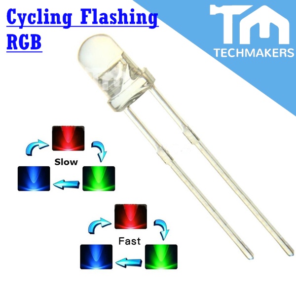 10pcs of LED 5mm Cycling Flashing RGB