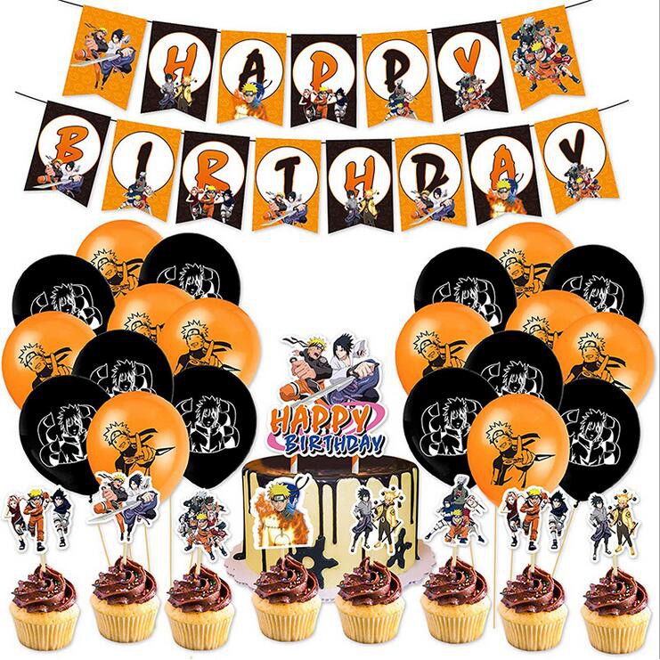 Naruto theme party set happy birthday banner balloon cake topper ...