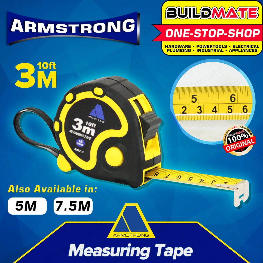 ARMSTRONG Rubber Coated Measuring Tape Measure 3m 5m 7.5m SOLD PER ...