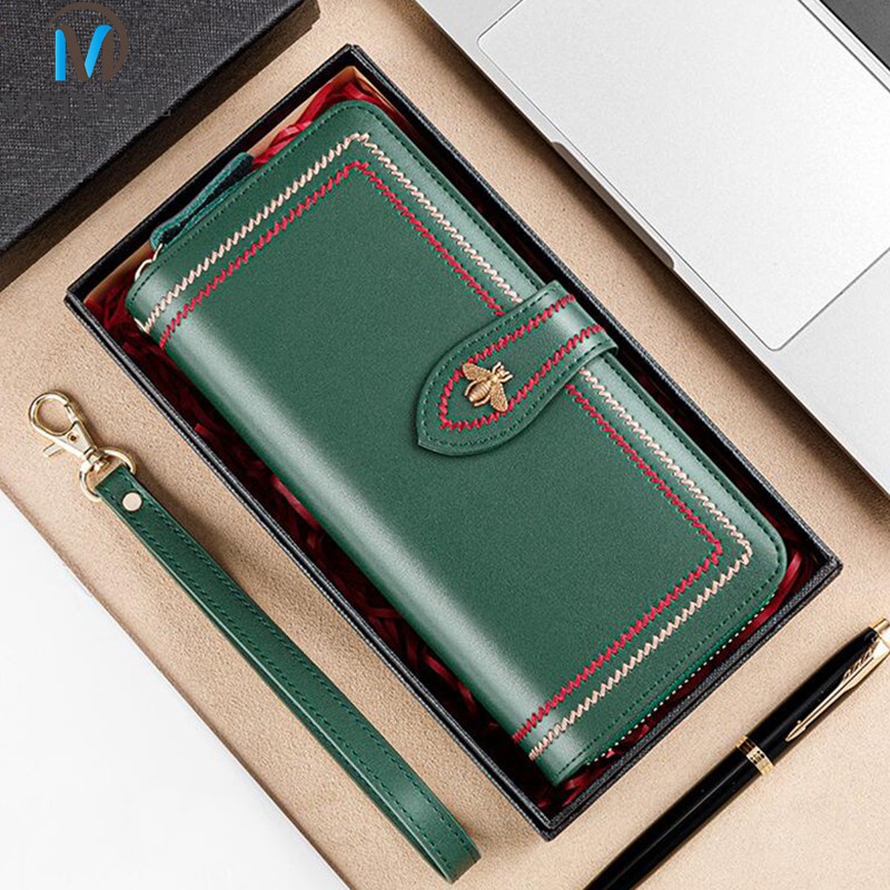 Dompet Wanita Original Leather Women Wallet Anti RFID Long Purse Gifts