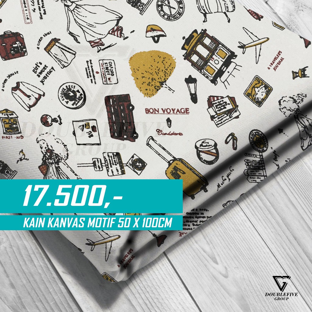 Motif Meter Canvas Fabric 50 x 100 Cm - Travel | Shopee Malaysia
