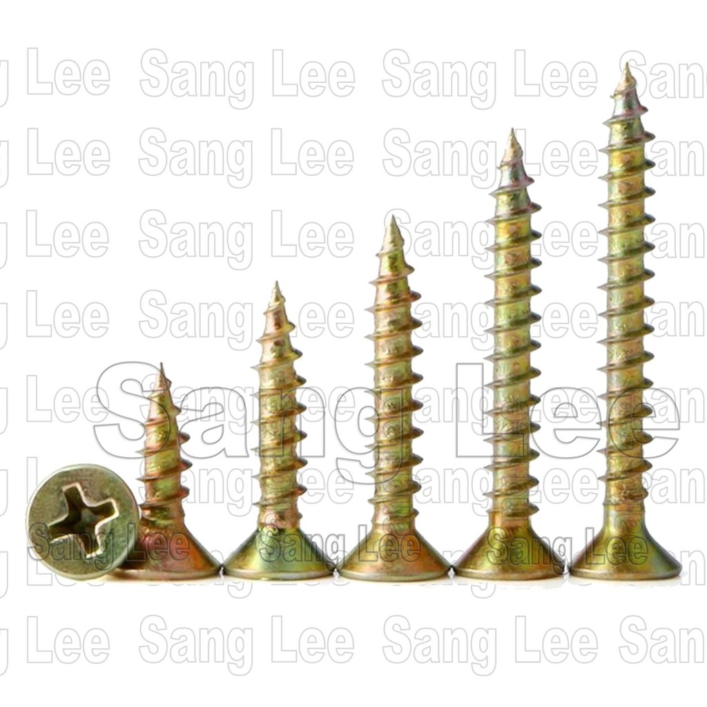 50 pcs Wood Chipboard Screw Skru Kayu Driving Counter Sunk Flat Head ...