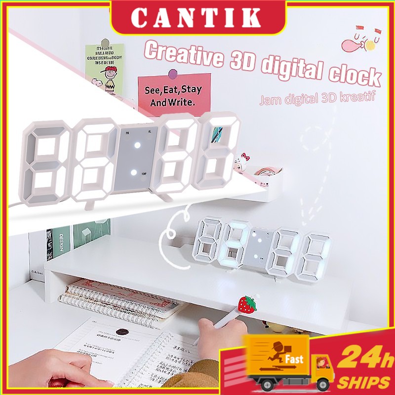 🔥【ready stock】🔥Creativity 3D digital clock LED Jam Dinding USB Modern ...