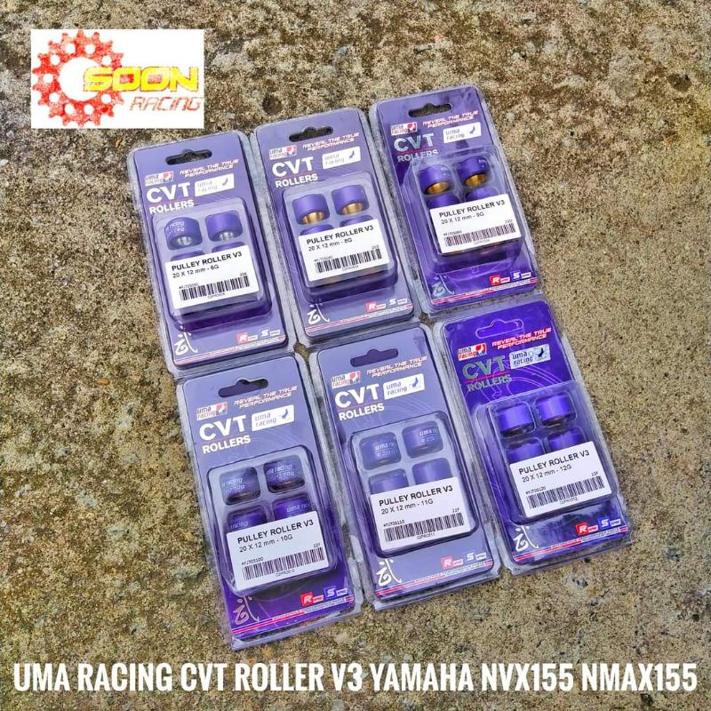 Motoritec Racing Roller Weights Pack For Yamaha Zuma 50cc & BWS 50cc - 15x12mm, 4g To 9g, Taiwan