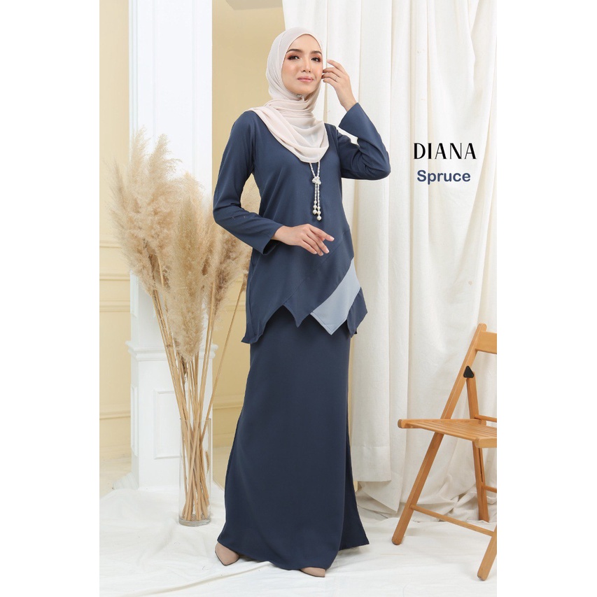 Baju Kurung Moden Diana Baru Plain Baju Raya 2023 Ironless Adel Premium Comocrepe Shopee Malaysia 2338