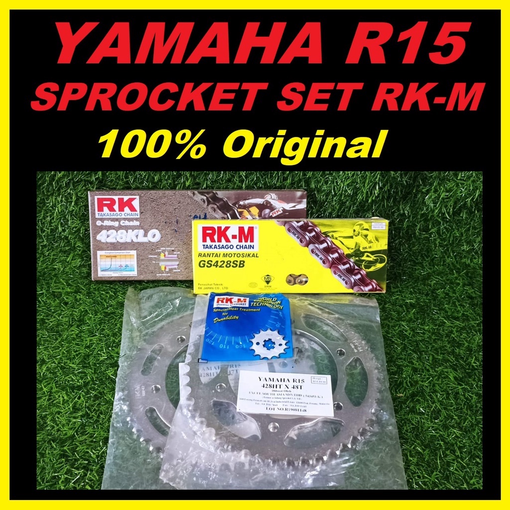 SPROCKET R15 Rantai SET YAMAHA R15 V3 CHAIN RKM RK 100 Original