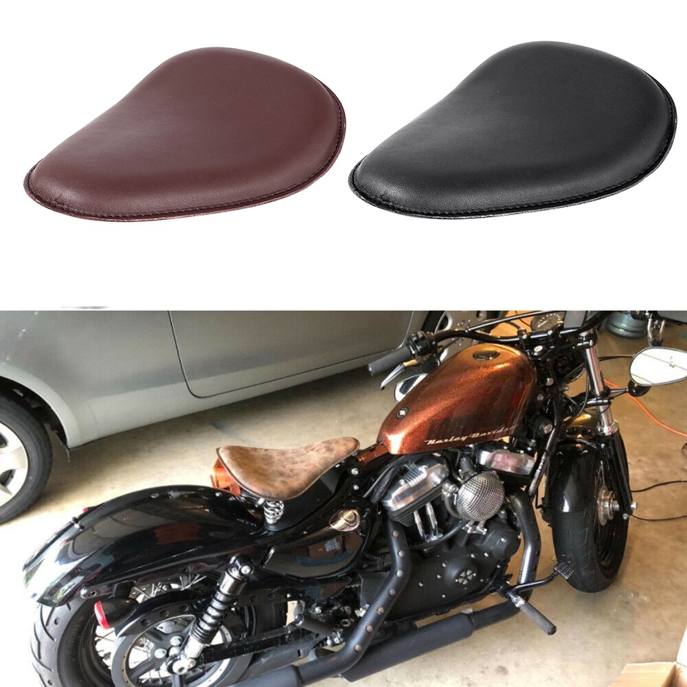 Custom Motorcycle Pu Leather Saddle Seat Cushions 3 Spring Solo Bracket Seat Universal For