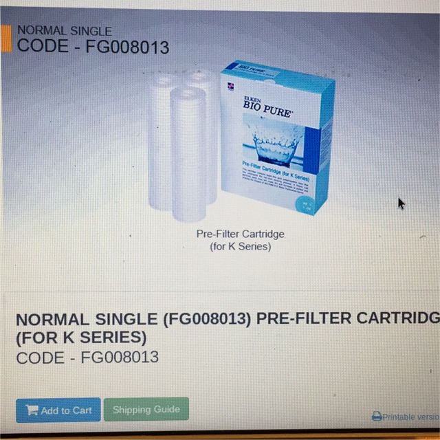 Elken Bio Pure 3in1 PreFilter Cartridges (5micro) FG008013 (17cm