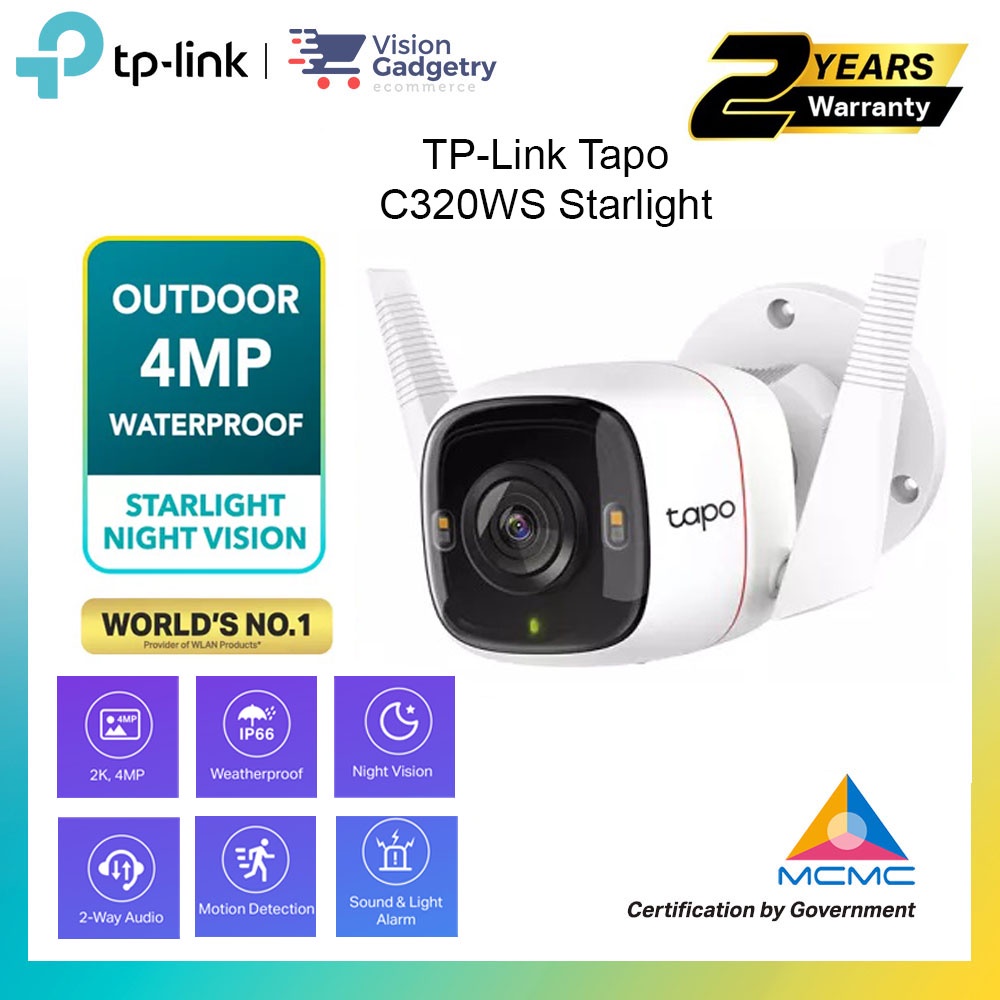 TP-Link Tapo C325WB 2K QHD Outdoor Security Wi-Fi Camera, IP66  Weatherproof, Motion Detection, 1/1.79''Large Sensor,4MP, Color Pro Night  Vision