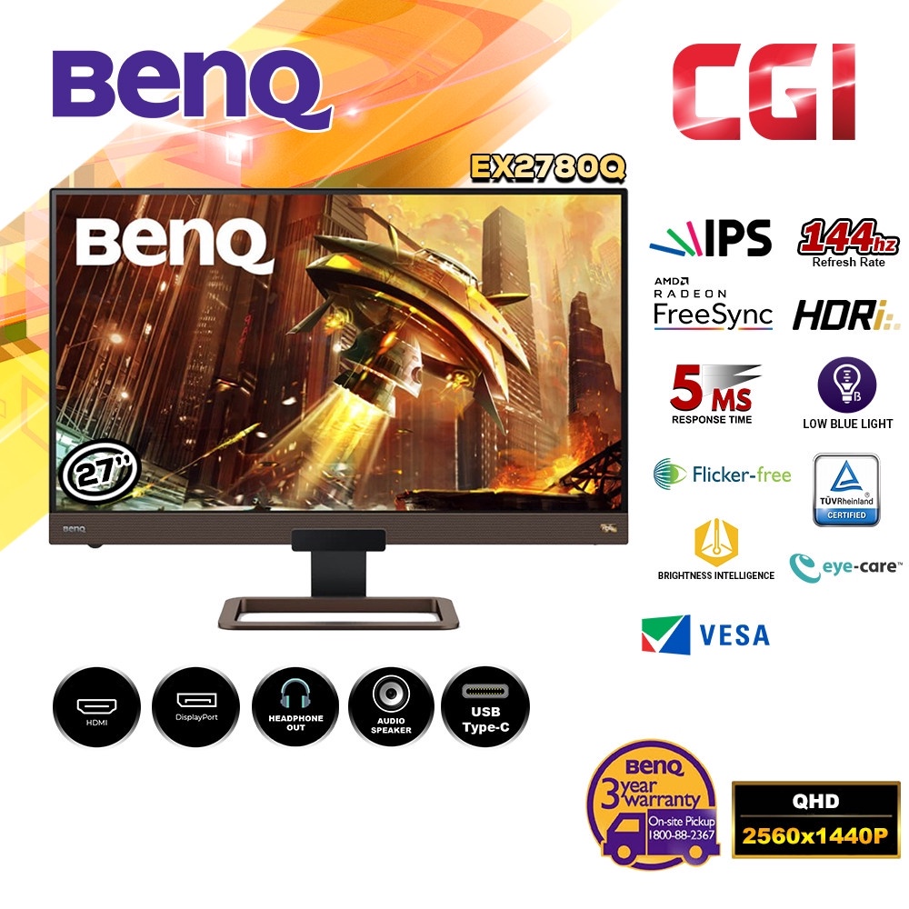 BenQ 27 EX2780Q 144Hz 2K HDRi FreeSync IPS Gaming Monitor