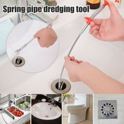 24.4 Inch Spring Pipe Dredging Tools, Drain Snake, Drain Cleaner Sticks Clog  Remover Cleaning Tools Household