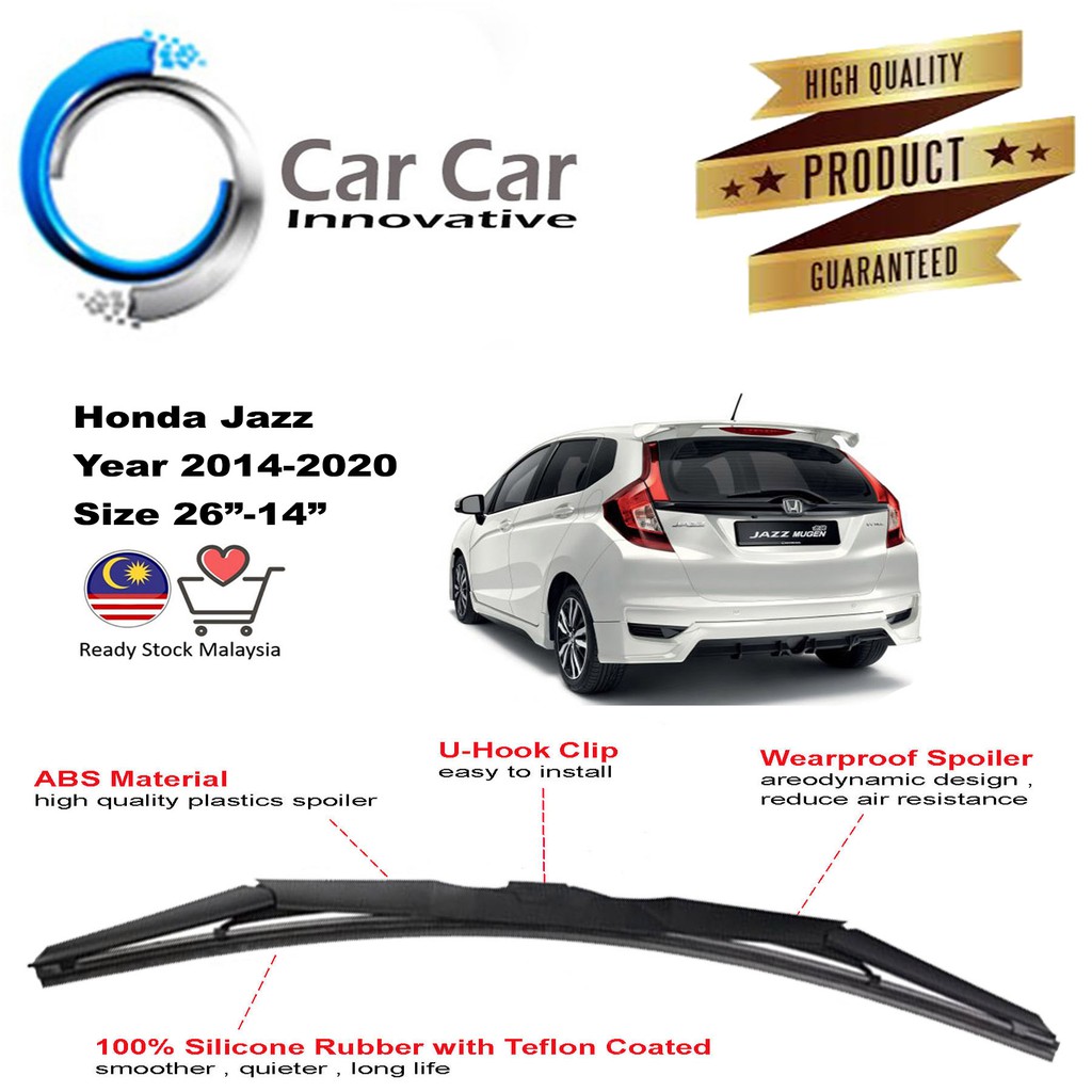 Honda Jazz Wiper 20142020 Silicone Wiper Blades, Car Windshield ( 1 pair Size 26"/14