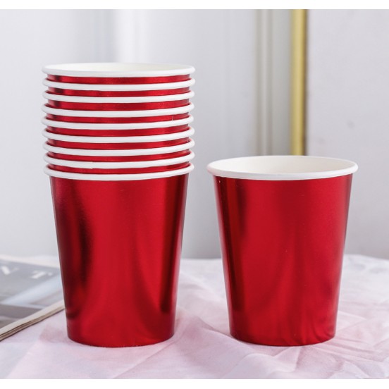 Party Foil Paper Cups 9oz 10 units Shiny Colours | READY STOCKS | 彩色纸杯 ...