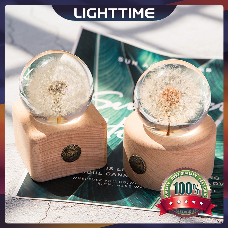 LIGHTTIME 60/70mm Dandelion Crystal Ball With Stand LED Light Dandelion ...
