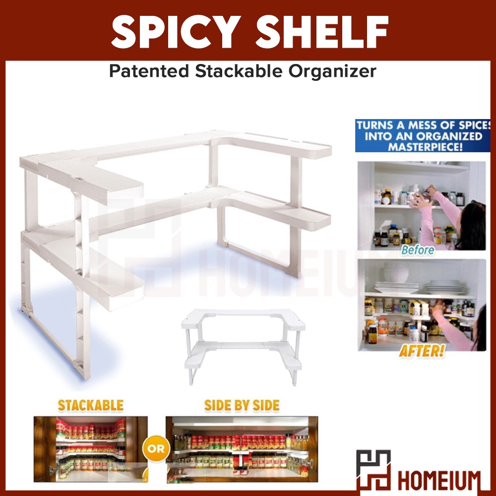 READY STOCK Kitchen Spicy Shelf Spice Rack and Stackable Organizer