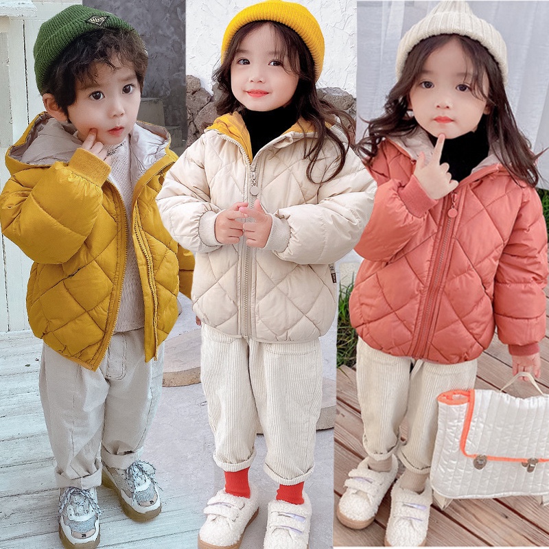 2022 New Style Winter Boys Girls Jacket Grid Design Keep Warm Hooded Down Coat For Kids 1 6 Years Old Children Birthday Present Shopee Malaysia