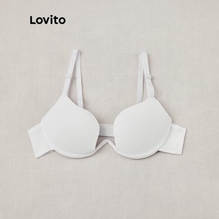 Lovito Sexy Plain Push Up Deep V Neck Bra For Women L233L095  (Black/Pink/White)