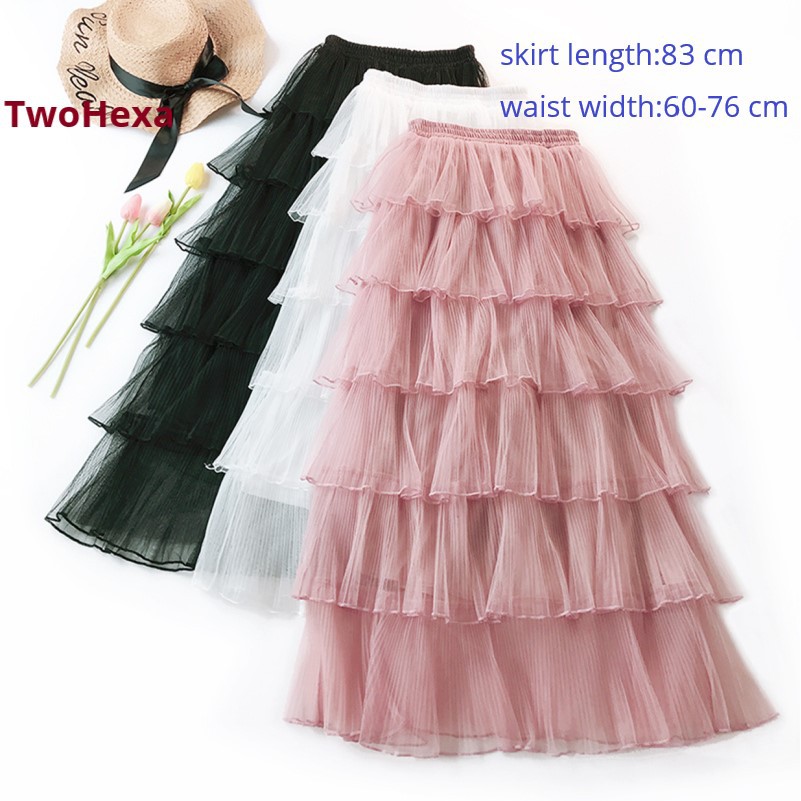 Long layered 2024 net skirt