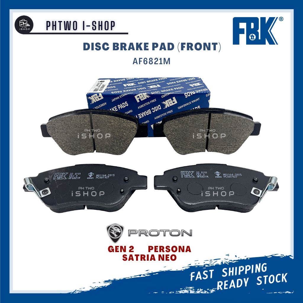 DISC BRAKE PAD (FRONT) PROTON GEN 2 PERSONA SATRIA NEO FBK AF6821M (1