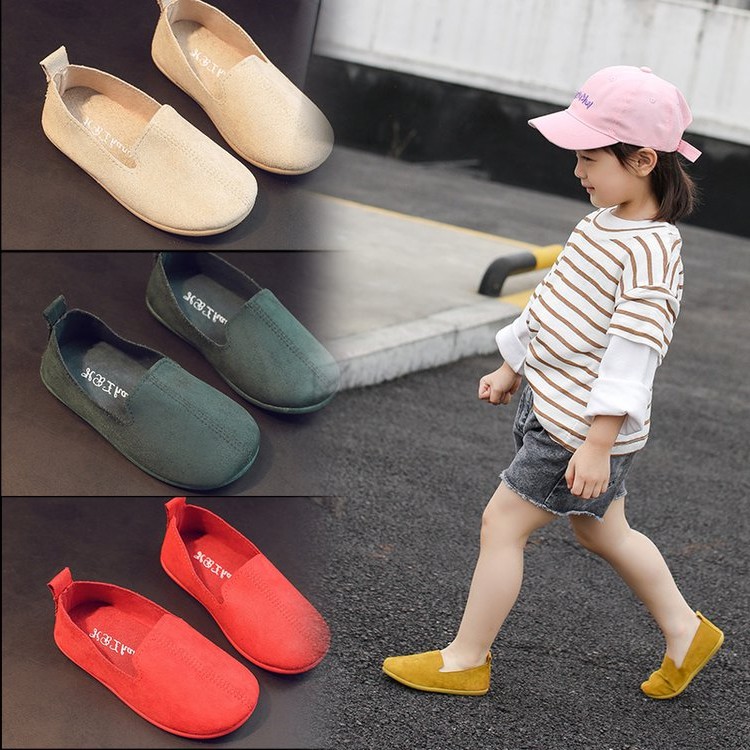 Kids Casual Leathers Shoes Boys Girls Nonslip Soft Bottom Shoe British