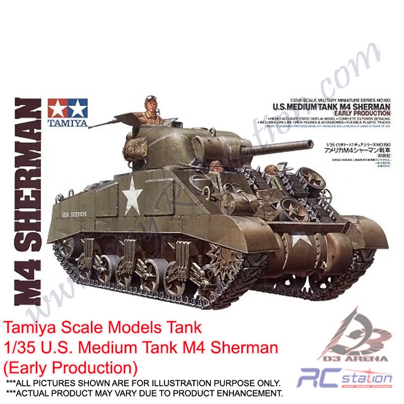 Tamiya Scale Models Tank #35190 - 1/35 U.S. Medium Tank M4 Sherman ...