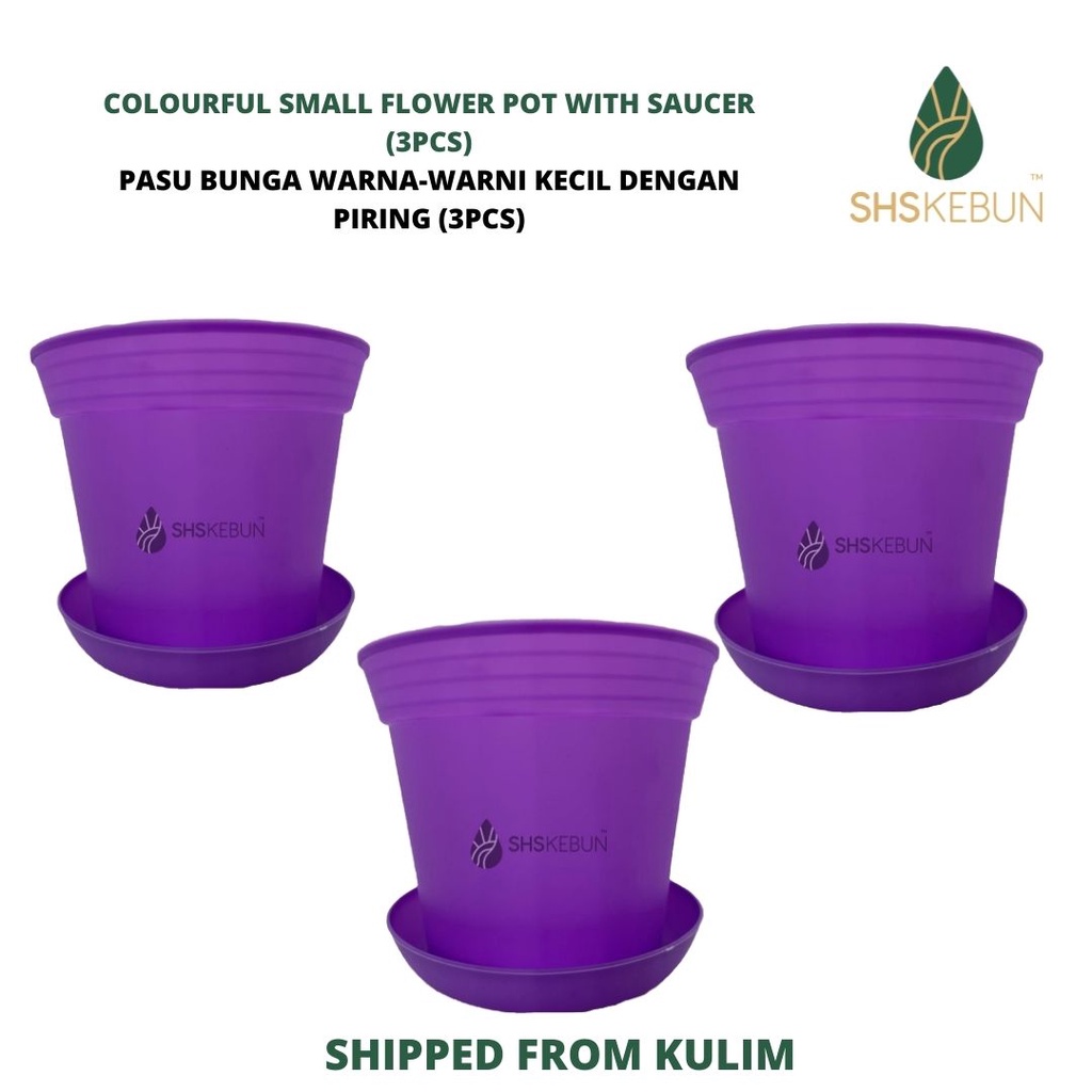 Pasu Plastik Kecil & Piring Pasu Bunga 3PCS Small Flower Pot Plant Pot ...