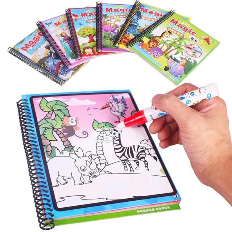 Magic Water Coloring Pen Painting Drawing Book Clean and Safe For Kids  Educational Book Cartoon Buku Warna Air 神奇魔法水画本