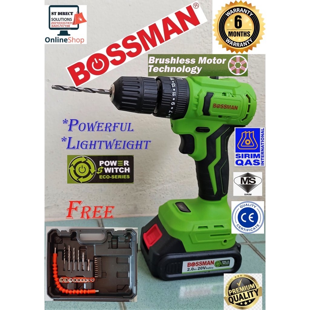 Bossman 20v Cordless Brushless Hammer Drill BHD 777 Shopee Malaysia