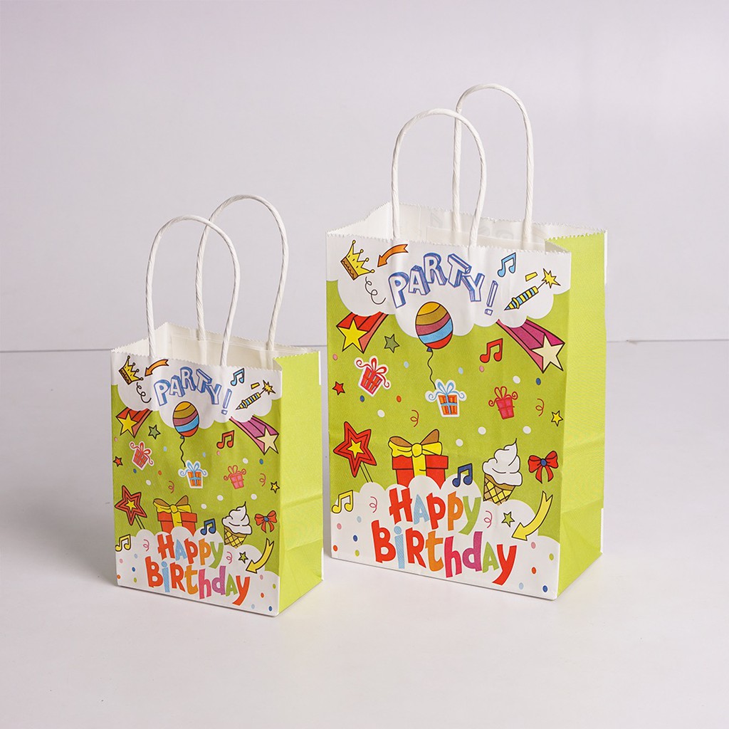 HAPPY BIRTHDAY Paper Bag Pink Blue / CUTE Paper Bag Birthday / Birthday