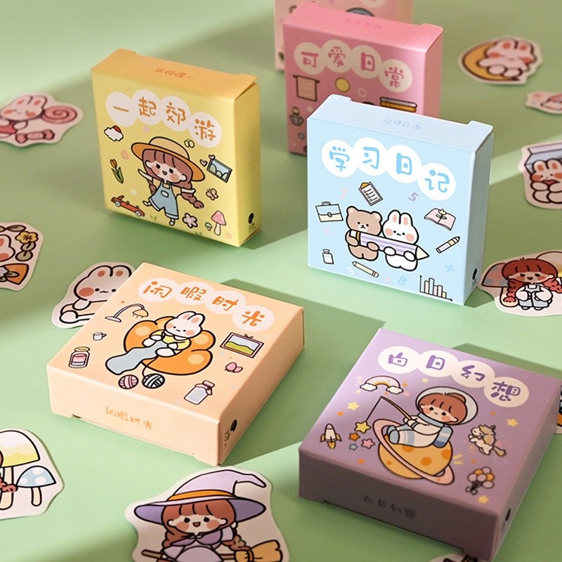 300 Sheets Japanese Cartoon Girl Series Boxed Washi Stickers Student ...