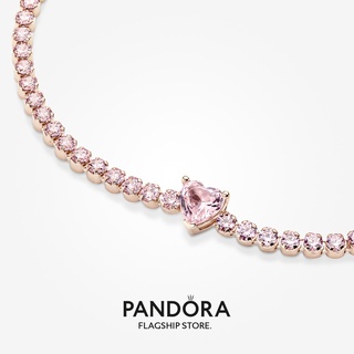 Pandora 14k Rose Gold-Plated Sparkling Heart Tennis Bracelet | Shopee ...