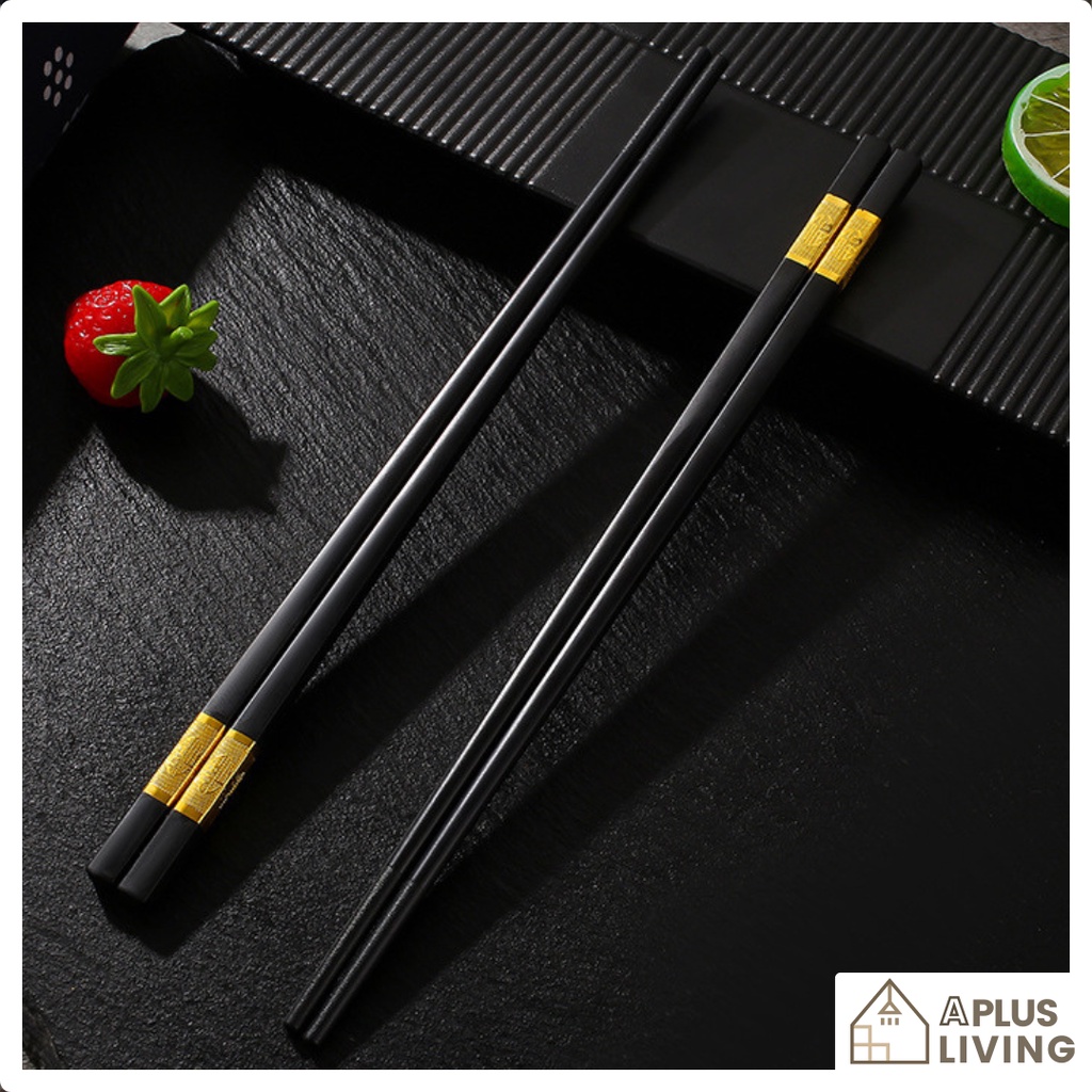 Classic Series Alloy Chopsticks Non-Slip Gold Color Label Chopsticks ...