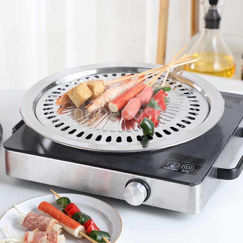 Smokeless Indoor Stovetop BBQ Grill Pan Barbeque Plate Home Kitchen Cookware Induction Cooker