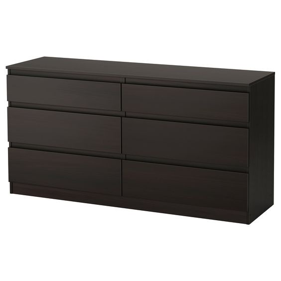 Ikea KULLEN Chest Of 6 Drawers, White & BlackBrown (140x72 cm