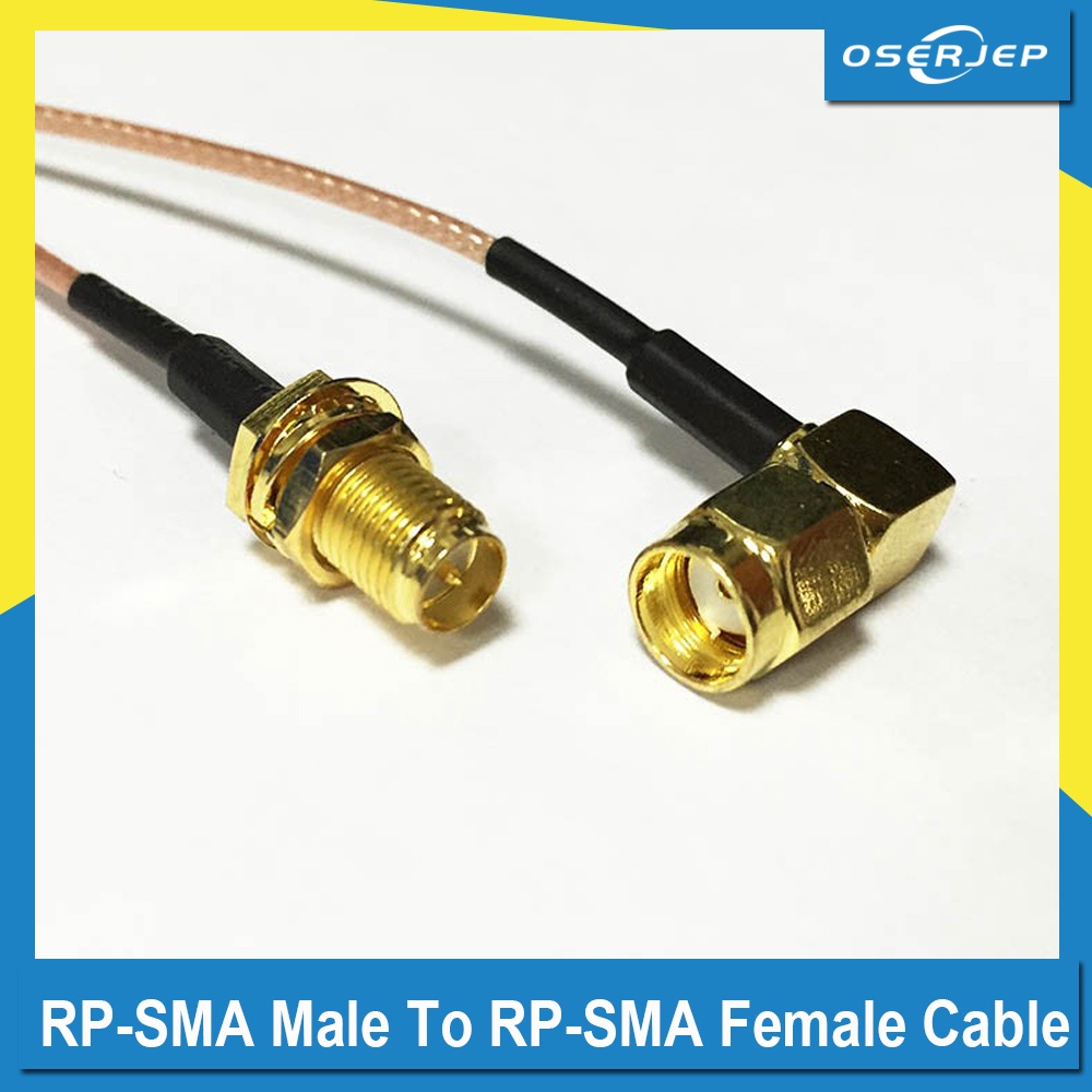 1PC New RP SMA Male Plug Right Angle Connector Switch RP SMA Female Jack Nut RG178 Cable 15CM