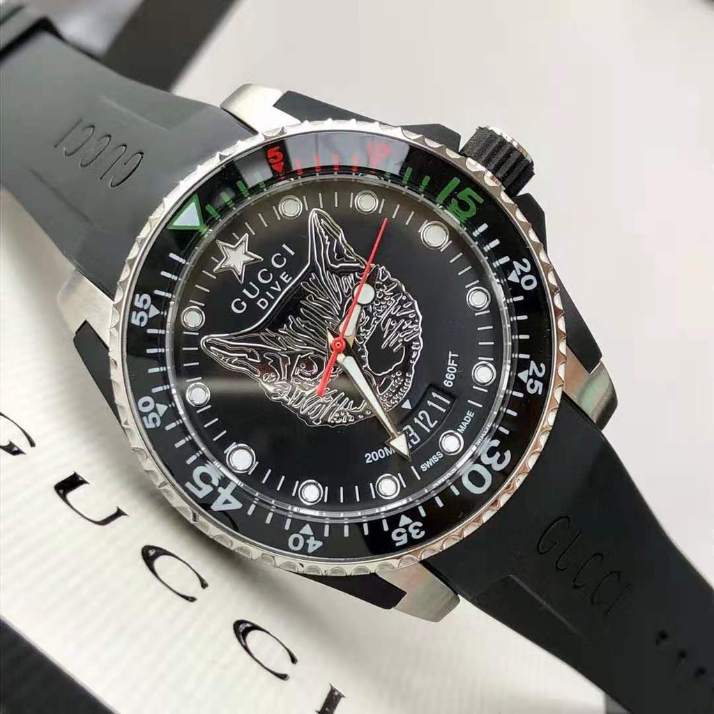 Gucci watch Gucci Dive series sports diving watch waterproof luminous quartz men s and women s watch YA136322 Shopee Malaysia