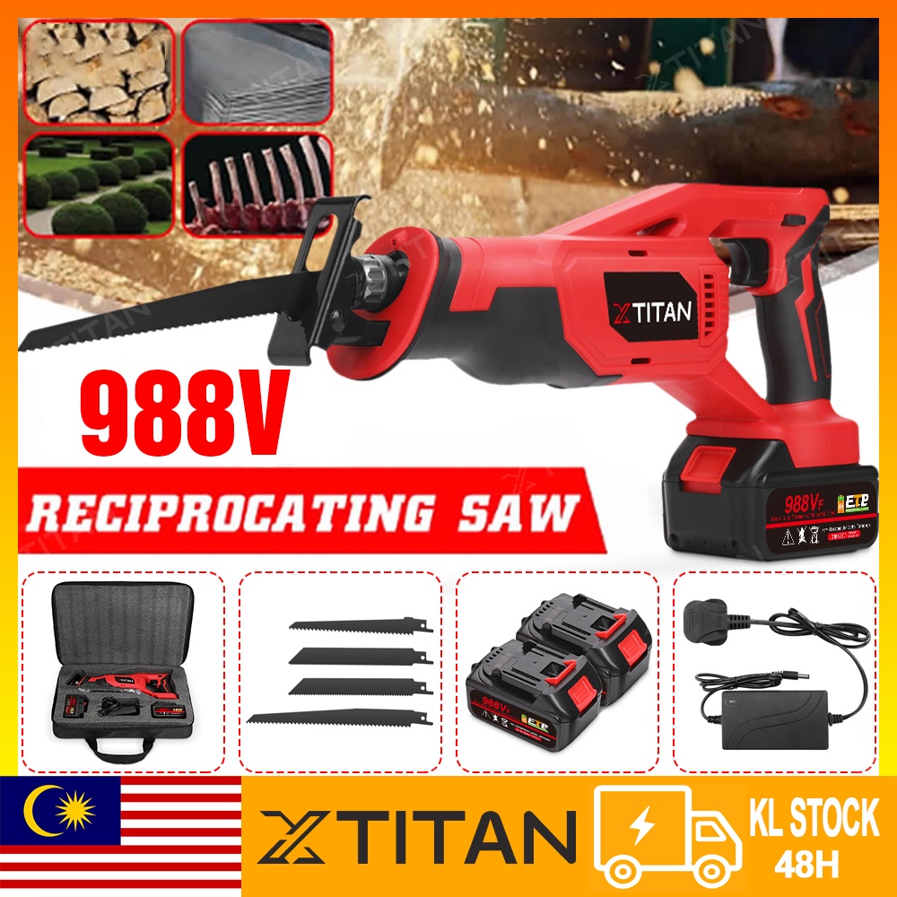 XTITAN Flagship Store】188VF Cordless Reciprocating Saw Saber Saw Gergaji  Balik Tanpa Kabel Mesin Potong Kayu Jig Saw Wood Cutter