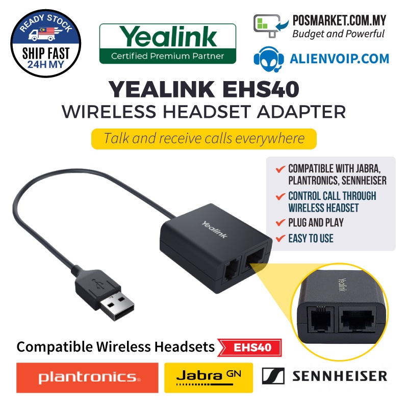 Yealink EHS40 Wireless Headset USB Adapter Shopee Malaysia