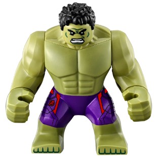 Original LEGO Marvel SH173 HULK BLACK HAIR DARK PURPLE PANTS