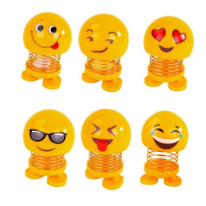 6 Pcs/Set Cute Emoji Mini Shaking Head Dolls Funny Smile Face Spring ...