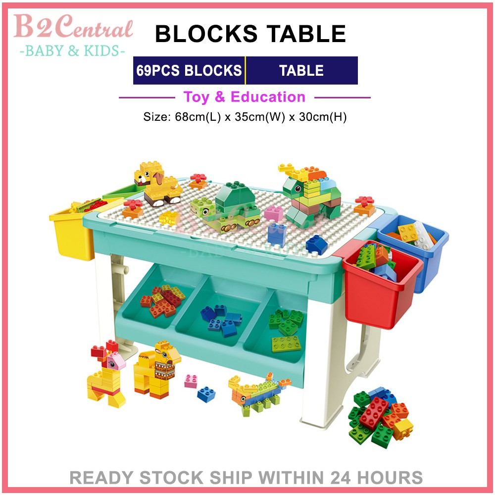 Multifunctional Children Table Building Blocks Table Learning Playing ...