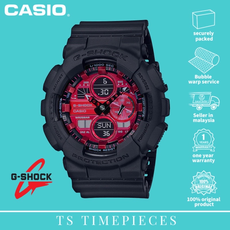 G SHOCK Black Red AR Adrenalin Red Series GA 140AR 1A GA